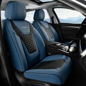 image:imageCoverado Car Seat Covers Front Seats Nappa Leather Seat Covers Waterproof Car Seat Protectors Universal Fit for Most Cars SUV TrucksBlackBlue Pro