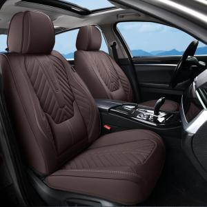 image:imageCoverado Car Seat Covers Front Seats Nappa Leather Seat Covers Waterproof Car Seat Protectors Universal Fit for Most Cars SUV TrucksBlackBrown