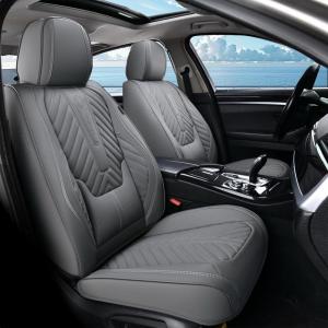 image:imageCoverado Car Seat Covers Front Seats Nappa Leather Seat Covers Waterproof Car Seat Protectors Universal Fit for Most Cars SUV TrucksBlackGray