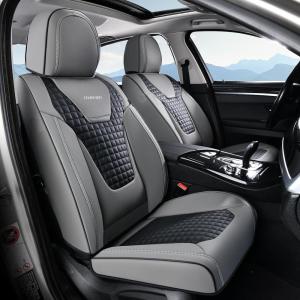 image:imageCoverado Car Seat Covers Front Seats Nappa Leather Seat Covers Waterproof Car Seat Protectors Universal Fit for Most Cars SUV TrucksBlackGray Pro