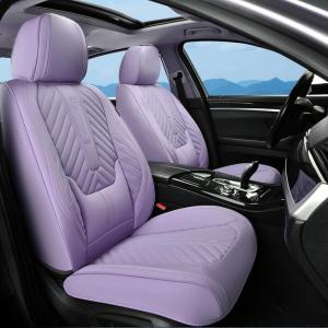 image:imageCoverado Car Seat Covers Front Seats Nappa Leather Seat Covers Waterproof Car Seat Protectors Universal Fit for Most Cars SUV TrucksBlackPurple
