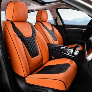 image:imageCoverado Car Seat Covers Front Seats Nappa Leather Seat Covers Waterproof Car Seat Protectors Universal Fit for Most Cars SUV TrucksBlackorange Pro
