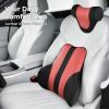 image:imageCoverado Car Headrest Pillow Ergonomic Memory Foam Car Neck Pillow for Driving Seat with Adjustable Strap Soft PU Leather Breathable Removable Cover Neck Support for Neck Pain ReliefBlackred