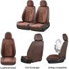 image:imageCoverado Front Seat Covers Waterproof Black Seat Covers for Cars with LeatherampVelvet Car Seat Protector Car Accessories Universal Fit for Most VehiclesCoffeeFullSet