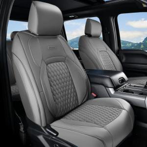 image:imageCoverado Chevy Chevrolet Silverado GMC Sierra Seat Covers Full Set Custom Fit for 20142018 1500 20152019 2500HD 3500HD Crew Double Extended Cab Truck Waterproof Leather Car Seat Covers GrayGray
