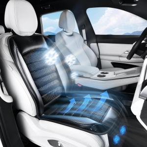 image:imageCoverado Cooling Car Seat Cover 12V24V Ventilated Driver Seat Cover with 2 Fans amp USB Ports Carbon Fiber amp Woven Mesh Fabric Cooling Seat Cushion with 3 Speed Universal Fit Most Vehicles GrayGray