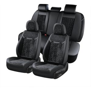 image:imageCoverado Front Seat Covers Waterproof Black Seat Covers for Cars with LeatherampVelvet Car Seat Protector Car Accessories Universal Fit for Most VehiclesBlackFullSet