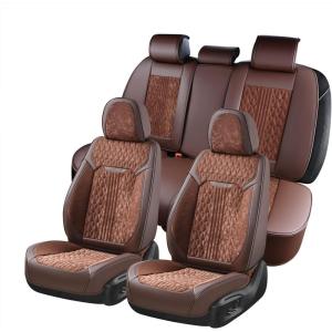 image:imageCoverado Front Seat Covers Waterproof Black Seat Covers for Cars with LeatherampVelvet Car Seat Protector Car Accessories Universal Fit for Most VehiclesCoffeeFullSet