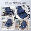 image:imageCoverado Seat Cushion and Lumbar Support Pillow for Driving Seat Neck Headrest Pillow with Adjustable Strap Soft and Breathable PU Leather High Density Memory Foam for Neck amp Lower Back Pain ReliefBlue