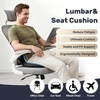 image:imageCoverado Seat Cushion and Lumbar Support Pillow for Driving Seat Neck Headrest Pillow with Adjustable Strap Soft and Breathable PU Leather High Density Memory Foam for Neck amp Lower Back Pain ReliefBlacka