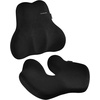 image:imageCoverado Seat Cushion and Lumbar Support Pillow for Driving Seat Neck Headrest Pillow with Adjustable Strap Soft and Breathable PU Leather High Density Memory Foam for Neck amp Lower Back Pain ReliefBlack