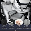 image:imageCoverado Seat Cushion and Lumbar Support Pillow for Driving Seat Neck Headrest Pillow with Adjustable Strap Soft and Breathable PU Leather High Density Memory Foam for Neck amp Lower Back Pain ReliefGraya