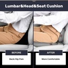 image:imageCoverado Seat Cushion and Lumbar Support Pillow for Driving Seat Neck Headrest Pillow with Adjustable Strap Soft and Breathable PU Leather High Density Memory Foam for Neck amp Lower Back Pain ReliefGraya
