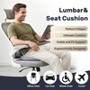 image:imageCoverado Seat Cushion and Lumbar Support Pillow for Driving Seat Neck Headrest Pillow with Adjustable Strap Soft and Breathable PU Leather High Density Memory Foam for Neck amp Lower Back Pain ReliefGraya