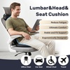 image:imageCoverado Seat Cushion and Lumbar Support Pillow for Driving Seat Neck Headrest Pillow with Adjustable Strap Soft and Breathable PU Leather High Density Memory Foam for Neck amp Lower Back Pain ReliefBlacka