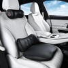 image:imageCoverado Seat Cushion and Lumbar Support Pillow for Driving Seat Neck Headrest Pillow with Adjustable Strap Soft and Breathable PU Leather High Density Memory Foam for Neck amp Lower Back Pain ReliefBlacka