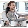 image:imageCoverado Seat Cushion and Lumbar Support Pillow for Driving Seat Neck Headrest Pillow with Adjustable Strap Soft and Breathable PU Leather High Density Memory Foam for Neck amp Lower Back Pain ReliefBlack
