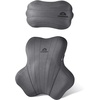 image:imageCoverado Seat Cushion and Lumbar Support Pillow for Driving Seat Neck Headrest Pillow with Adjustable Strap Soft and Breathable PU Leather High Density Memory Foam for Neck amp Lower Back Pain ReliefGray01