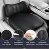 image:imageCoverado Seat Cushion and Lumbar Support Pillow for Driving Seat Neck Headrest Pillow with Adjustable Strap Soft and Breathable PU Leather High Density Memory Foam for Neck amp Lower Back Pain ReliefBlacka