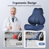 image:imageCoverado Seat Cushion and Lumbar Support Pillow for Driving Seat Neck Headrest Pillow with Adjustable Strap Soft and Breathable PU Leather High Density Memory Foam for Neck amp Lower Back Pain ReliefBlue