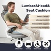 image:imageCoverado Seat Cushion and Lumbar Support Pillow for Driving Seat Neck Headrest Pillow with Adjustable Strap Soft and Breathable PU Leather High Density Memory Foam for Neck amp Lower Back Pain ReliefGraya