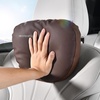 image:imageCoverado Seat Cushion and Lumbar Support Pillow for Driving Seat Neck Headrest Pillow with Adjustable Strap Soft and Breathable PU Leather High Density Memory Foam for Neck amp Lower Back Pain ReliefCoffee