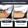 image:imageCoverado Seat Cushion and Lumbar Support Pillow for Driving Seat Neck Headrest Pillow with Adjustable Strap Soft and Breathable PU Leather High Density Memory Foam for Neck amp Lower Back Pain ReliefBlacka