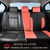 image:imageCoverado Car Seat Covers Full Set Leather Full Coverage Waterproof Seat Cover Car Seat Protector Cushion Universal Fit for Most Cars SUV Trucks PurpleampBlackRedB