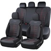 image:imageCoverado Car Seat Covers Full Set Leather Full Coverage Waterproof Seat Cover Car Seat Protector Cushion Universal Fit for Most Cars SUV Trucks PurpleampBlackRedLine