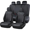image:imageCoverado Car Seat Covers Full Set Leather Full Coverage Waterproof Seat Cover Car Seat Protector Cushion Universal Fit for Most Cars SUV Trucks PurpleampBlackBlack