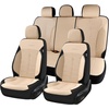 image:imageCoverado Car Seat Covers Full Set Leather Full Coverage Waterproof Seat Cover Car Seat Protector Cushion Universal Fit for Most Cars SUV Trucks PurpleampBlackBeige