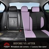image:imageCoverado Car Seat Covers Full Set Leather Full Coverage Waterproof Seat Cover Car Seat Protector Cushion Universal Fit for Most Cars SUV Trucks PurpleampBlackPurpleB