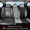image:imageCoverado Car Seat Covers Full Set Leather Full Coverage Waterproof Seat Cover Car Seat Protector Cushion Universal Fit for Most Cars SUV Trucks PurpleampBlackGrayB