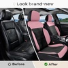 image:imageCoverado Car Seat Covers Full Set Leather Full Coverage Waterproof Seat Cover Car Seat Protector Cushion Universal Fit for Most Cars SUV Trucks PurpleampBlackPinkB