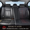 image:imageCoverado Car Seat Covers Full Set Leather Full Coverage Waterproof Seat Cover Car Seat Protector Cushion Universal Fit for Most Cars SUV Trucks PurpleampBlackRedLine