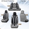 image:imageCoverado Car Seat Covers Leather Seat Covers Full Set Beige Seat Covers Perforated Diamond Leather Car Seat Cover Breathable Car Seat Cushion Waterproof Car Seat Protector Fit for Most CarsGrayBlack