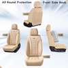 image:imageCoverado Car Seat Covers Leather Seat Covers Full Set Beige Seat Covers Perforated Diamond Leather Car Seat Cover Breathable Car Seat Cushion Waterproof Car Seat Protector Fit for Most CarsBeige