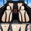 image:imageCoverado Car Seat Covers Leather Seat Covers Full Set Beige Seat Covers Perforated Diamond Leather Car Seat Cover Breathable Car Seat Cushion Waterproof Car Seat Protector Fit for Most CarsBlackBeige