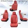 image:imageCoverado Car Seat Covers Leather Seat Covers Full Set Beige Seat Covers Perforated Diamond Leather Car Seat Cover Breathable Car Seat Cushion Waterproof Car Seat Protector Fit for Most CarsRed