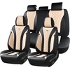 image:imageCoverado Car Seat Covers Leather Seat Covers Full Set Beige Seat Covers Perforated Diamond Leather Car Seat Cover Breathable Car Seat Cushion Waterproof Car Seat Protector Fit for Most CarsBlackBeige