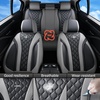 image:imageCoverado Car Seat Covers Leather Seat Covers Full Set Beige Seat Covers Perforated Diamond Leather Car Seat Cover Breathable Car Seat Cushion Waterproof Car Seat Protector Fit for Most CarsGrayBlack