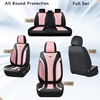 image:imageCoverado Car Seat Covers Leather Seat Covers Full Set Beige Seat Covers Perforated Diamond Leather Car Seat Cover Breathable Car Seat Cushion Waterproof Car Seat Protector Fit for Most CarsBlackPink