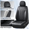 image:imageCoverado Car Seat Covers Leather Seat Covers Full Set Beige Seat Covers Perforated Diamond Leather Car Seat Cover Breathable Car Seat Cushion Waterproof Car Seat Protector Fit for Most CarsBlack