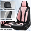 image:imageCoverado Car Seat Covers Leather Seat Covers Full Set Beige Seat Covers Perforated Diamond Leather Car Seat Cover Breathable Car Seat Cushion Waterproof Car Seat Protector Fit for Most CarsBlackPink
