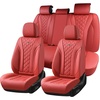 image:imageCoverado Car Seat Covers Leather Seat Covers Full Set Beige Seat Covers Perforated Diamond Leather Car Seat Cover Breathable Car Seat Cushion Waterproof Car Seat Protector Fit for Most CarsRed