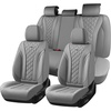 image:imageCoverado Car Seat Covers Leather Seat Covers Full Set Beige Seat Covers Perforated Diamond Leather Car Seat Cover Breathable Car Seat Cushion Waterproof Car Seat Protector Fit for Most CarsGray