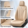 image:imageCoverado Car Seat Covers Leather Seat Covers Full Set Beige Seat Covers Perforated Diamond Leather Car Seat Cover Breathable Car Seat Cushion Waterproof Car Seat Protector Fit for Most CarsBeige