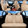 image:imageCoverado Car Seat Covers Leather Seat Covers Full Set Beige Seat Covers Perforated Diamond Leather Car Seat Cover Breathable Car Seat Cushion Waterproof Car Seat Protector Fit for Most CarsBeige