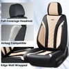 image:imageCoverado Car Seat Covers Leather Seat Covers Full Set Beige Seat Covers Perforated Diamond Leather Car Seat Cover Breathable Car Seat Cushion Waterproof Car Seat Protector Fit for Most CarsBlackBeige