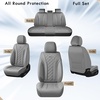 image:imageCoverado Car Seat Covers Leather Seat Covers Full Set Beige Seat Covers Perforated Diamond Leather Car Seat Cover Breathable Car Seat Cushion Waterproof Car Seat Protector Fit for Most CarsGray